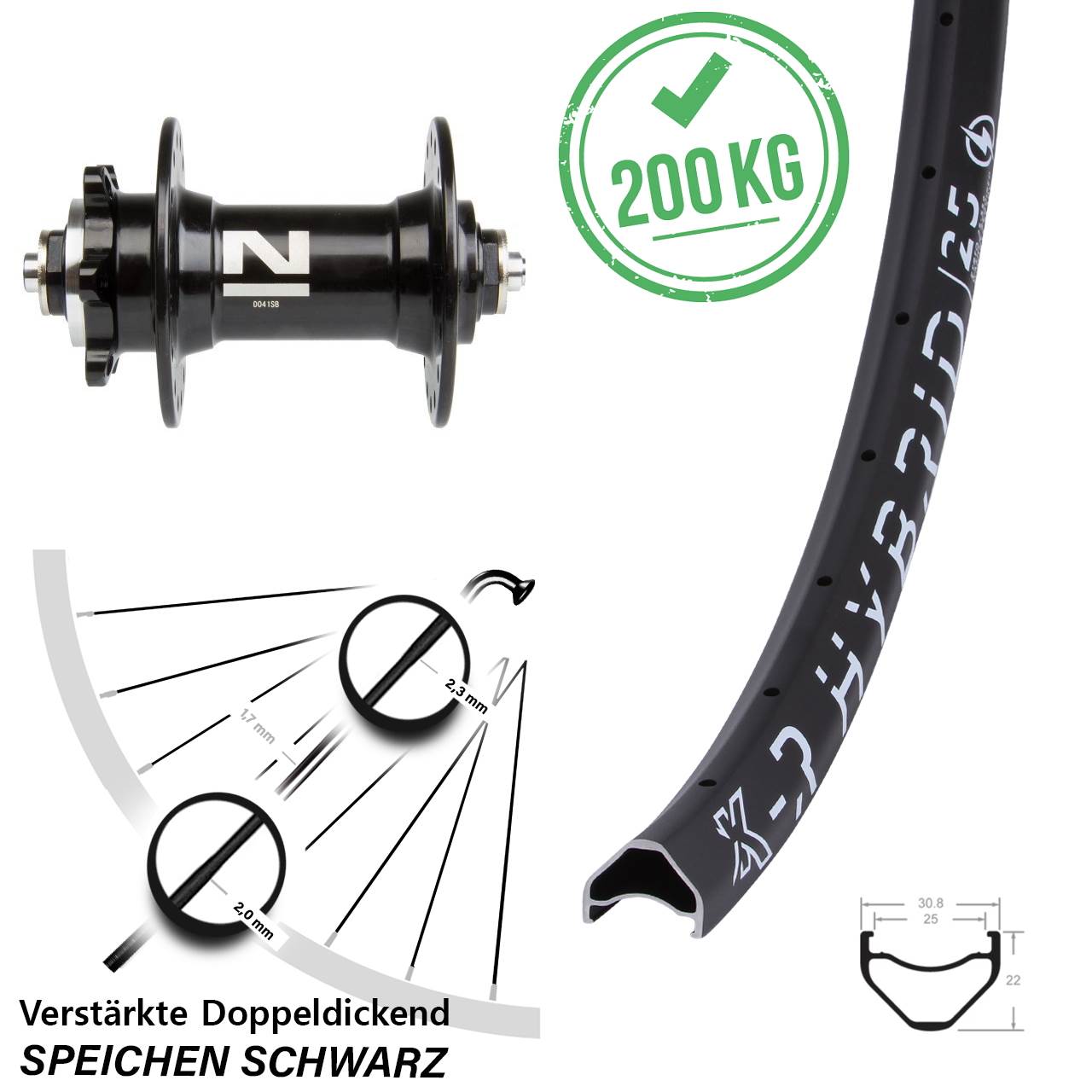 6-Loch Vorderrad 650B KX-R Hybrid 25 Novatec D-041 für Schnellspanner