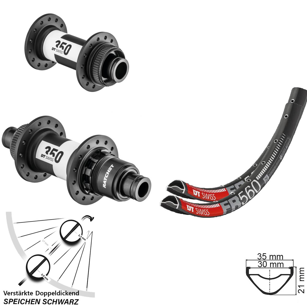Laufradsatz Centerlock 26 Zoll DT Swiss FR560-350 CL SRAM XD 15x100 12x142