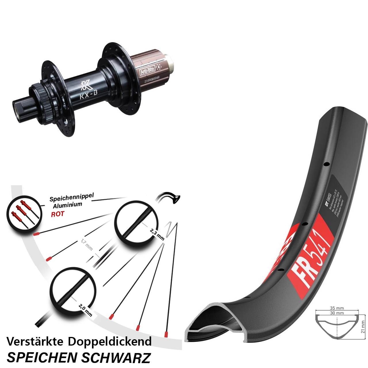 Boost Hinterrad Centerlock 12x148 29 Zoll DT Swiss FR 541 KX-B 8-12 fach HG