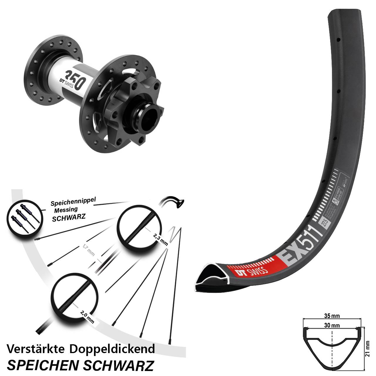 Disc Vorderrad 29 Zoll DT Swiss EX511-350 15x110 Boost