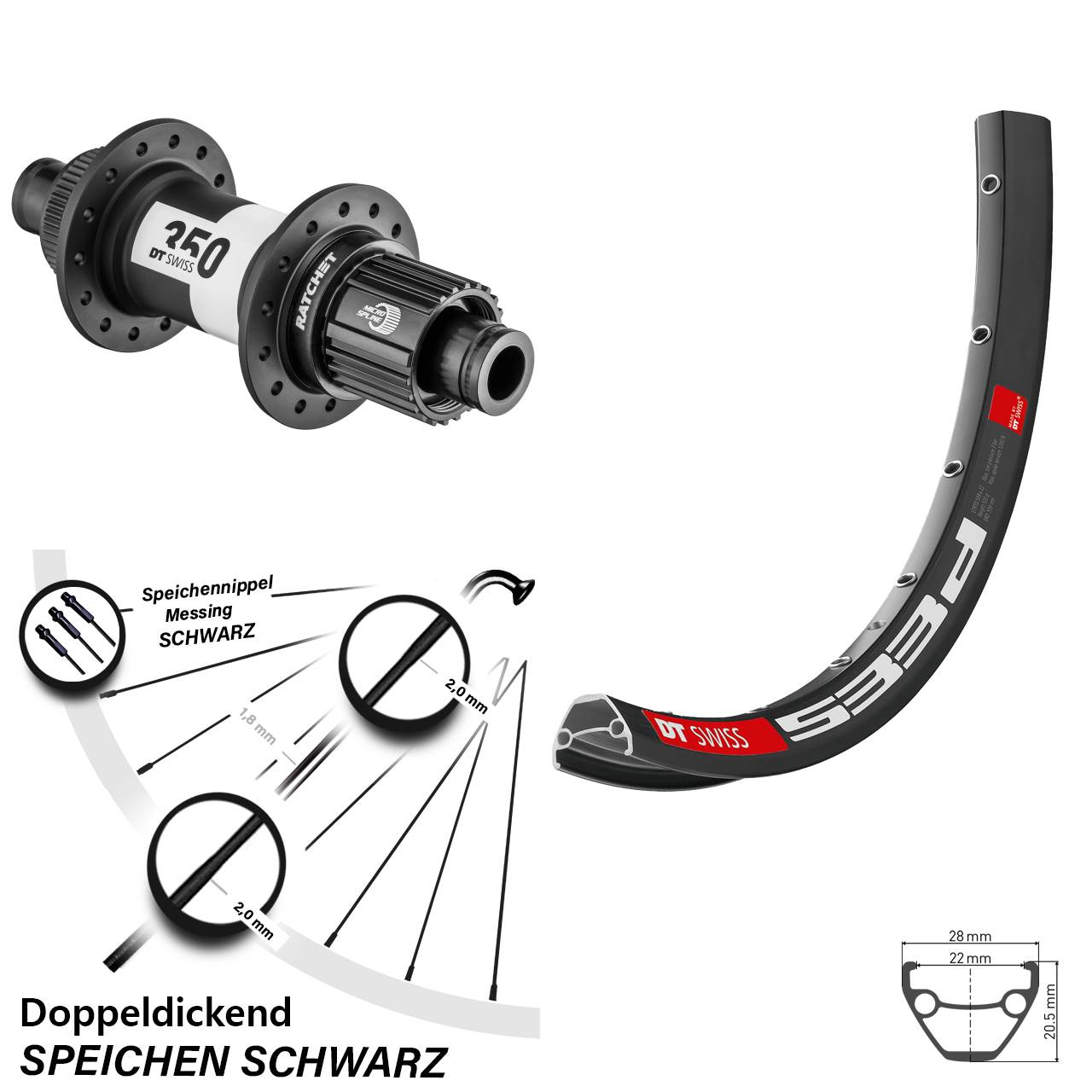 DT Swiss 533 D-350 28-29 Zoll Disc Hinterrad 12x142 Shimano Micro Spline