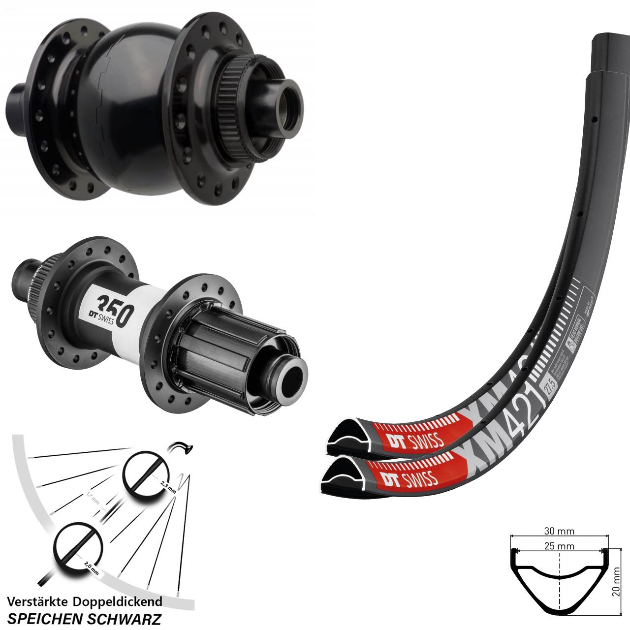 Boost Disc Laufrad-Satz 27,5 Zoll DT Swiss XM421 350 SON 28 8-11 fach