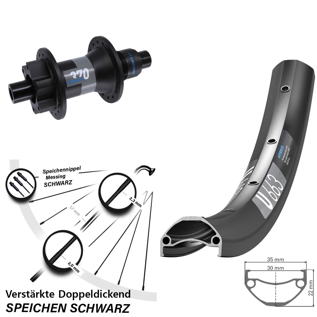 DT Swiss U 663 DT Swiss Hybrid 370 650B Disc Hinterrad 12x148 XD