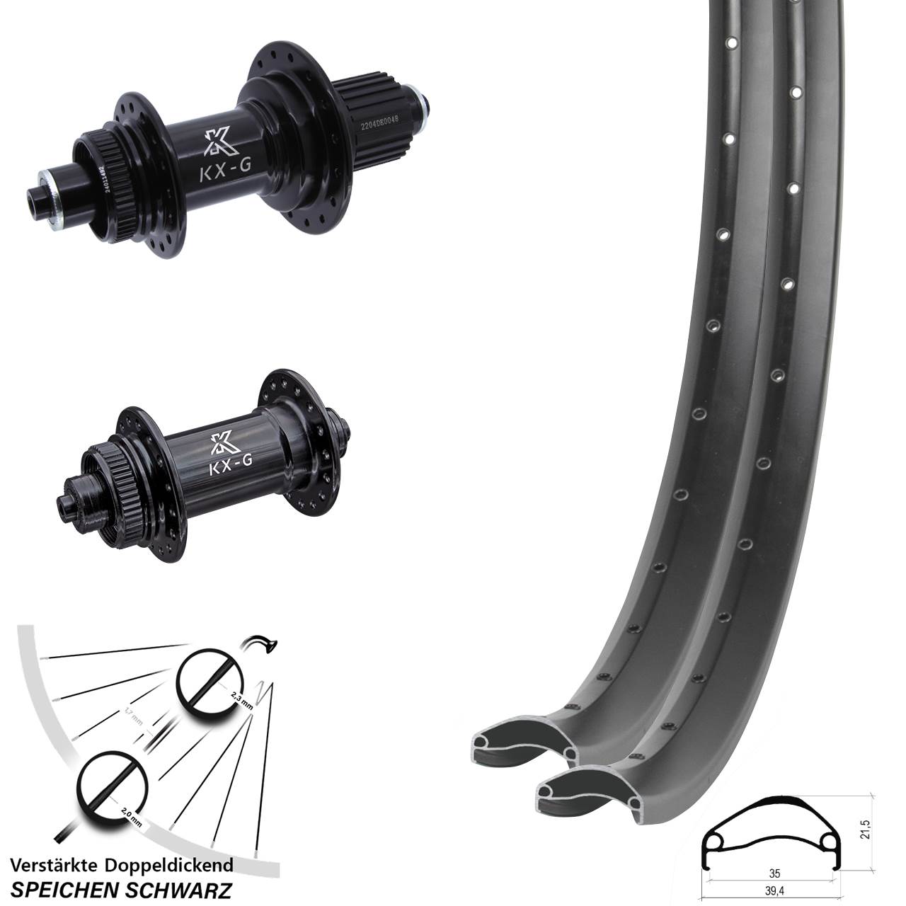 Laufradsatz Centerlock QR 27,5 Zoll Ambrosio E35 KX-GS verstärkt Micro Spline