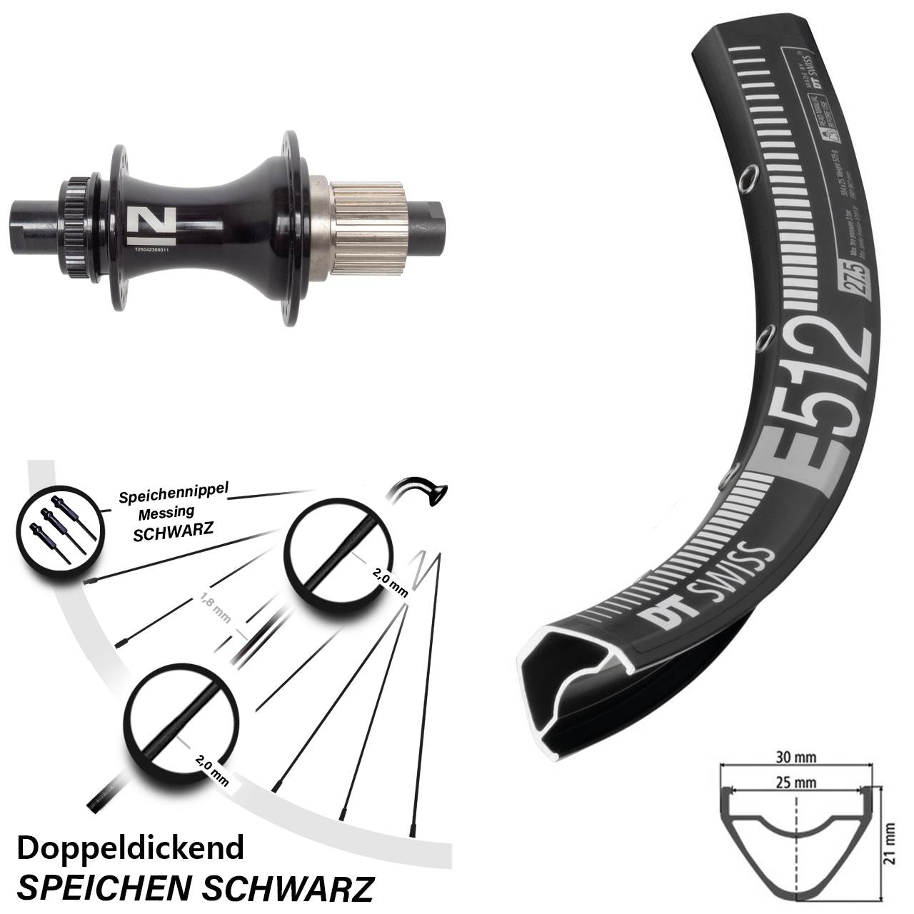 Disc Hinterrad 29 Zoll DT Swiss E512 Novatec D462 Shimano Micro Spline 12x148