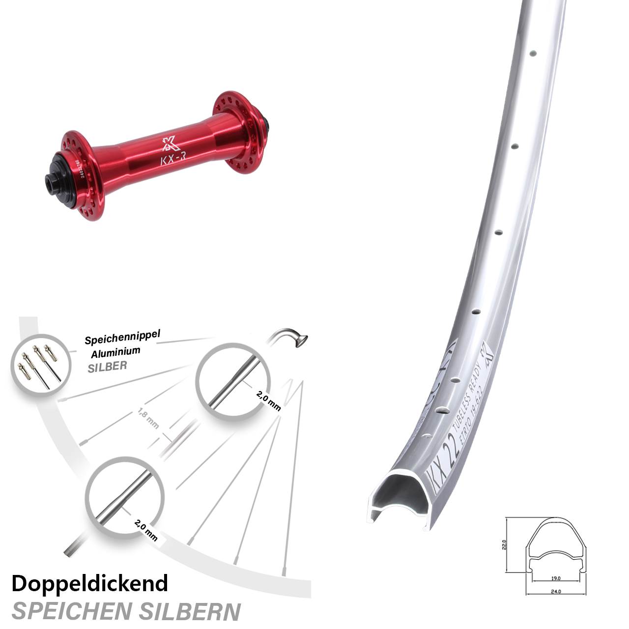Vorderrad 28 Zoll KX R 22 QR