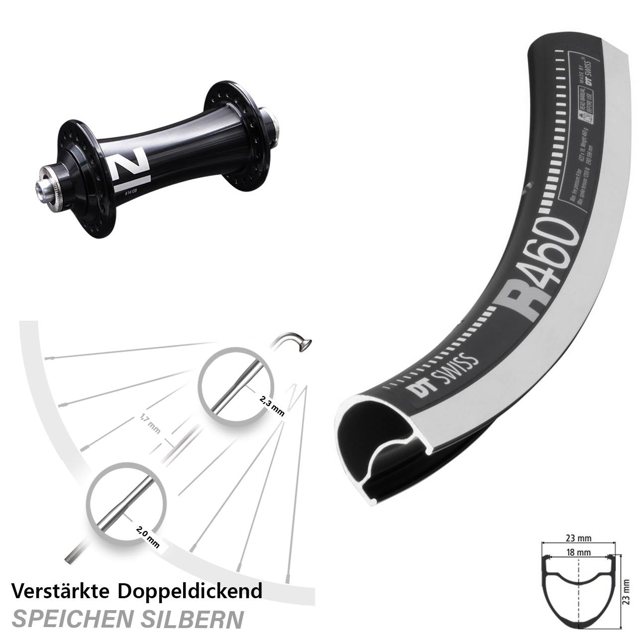 Vorderrad 28 Zoll DT Swiss R 460 CNC Novatec A141 SB für Schnellspanner