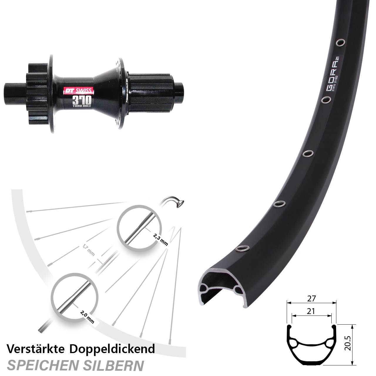 Gora 21 DT Swiss 370 29 Zoll Disc Laufrad 12x142 8-11 fach HG