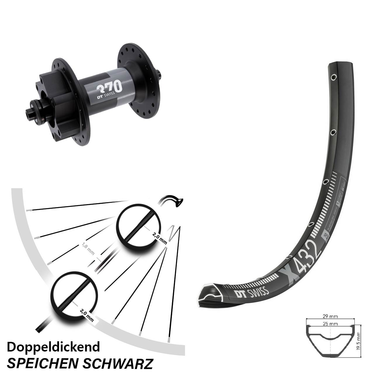 Vorderrad 29 Zoll DT Swiss X 432-370 6-Loch QR