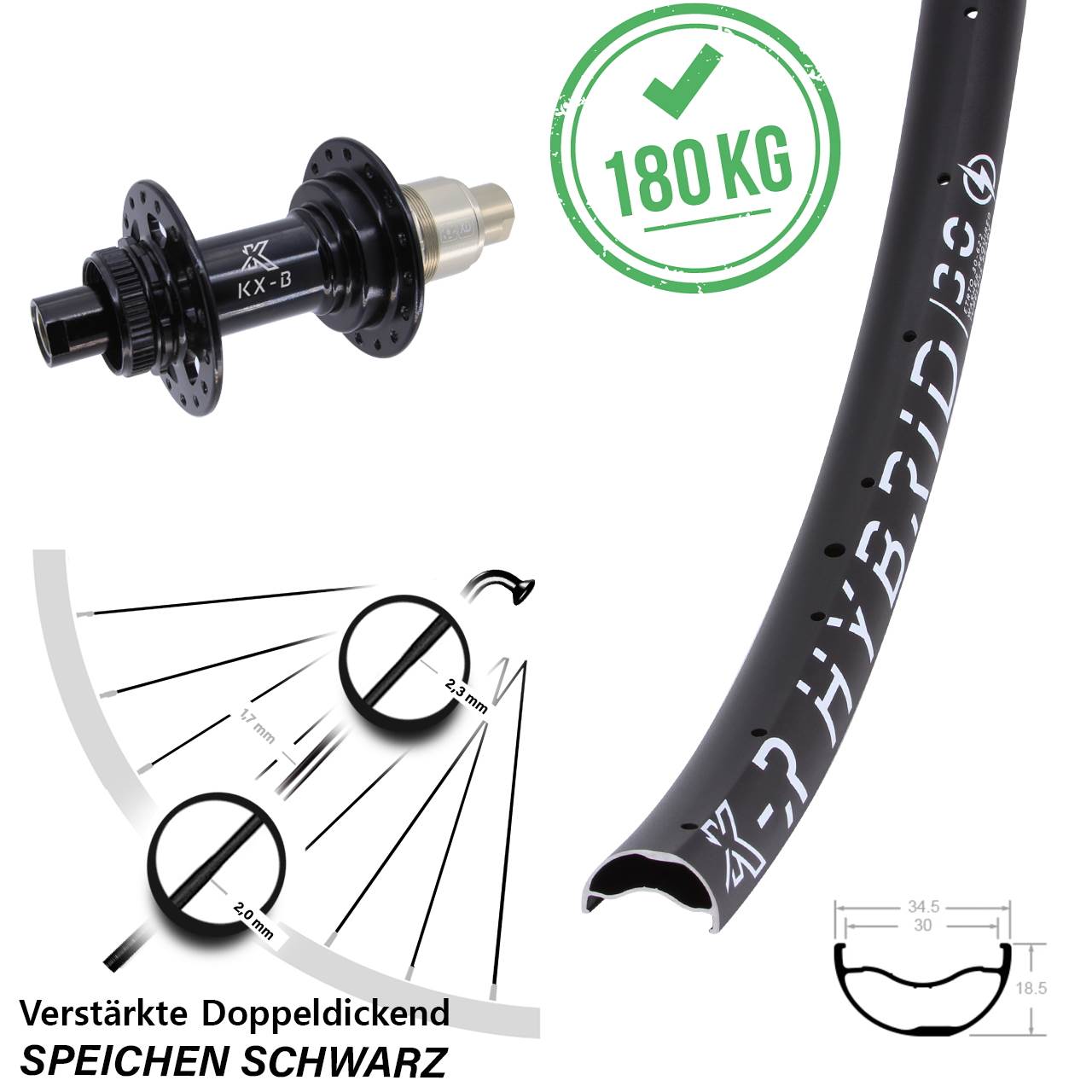 Disc Laufrad 29 Zoll KX-BR Hybrid 30 SRAM XD 12x148 Boost