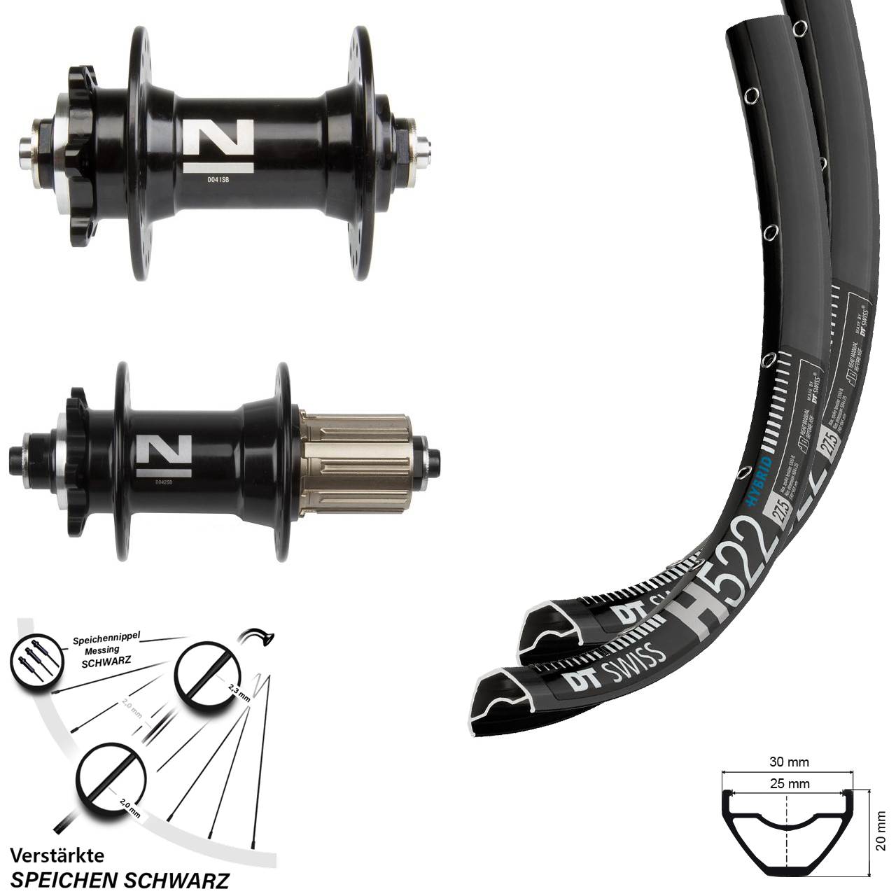29 Zoll Laufradsatz DT Swiss H 522 Novatec D041SB D042SB 100/135 mm Schnellspanner