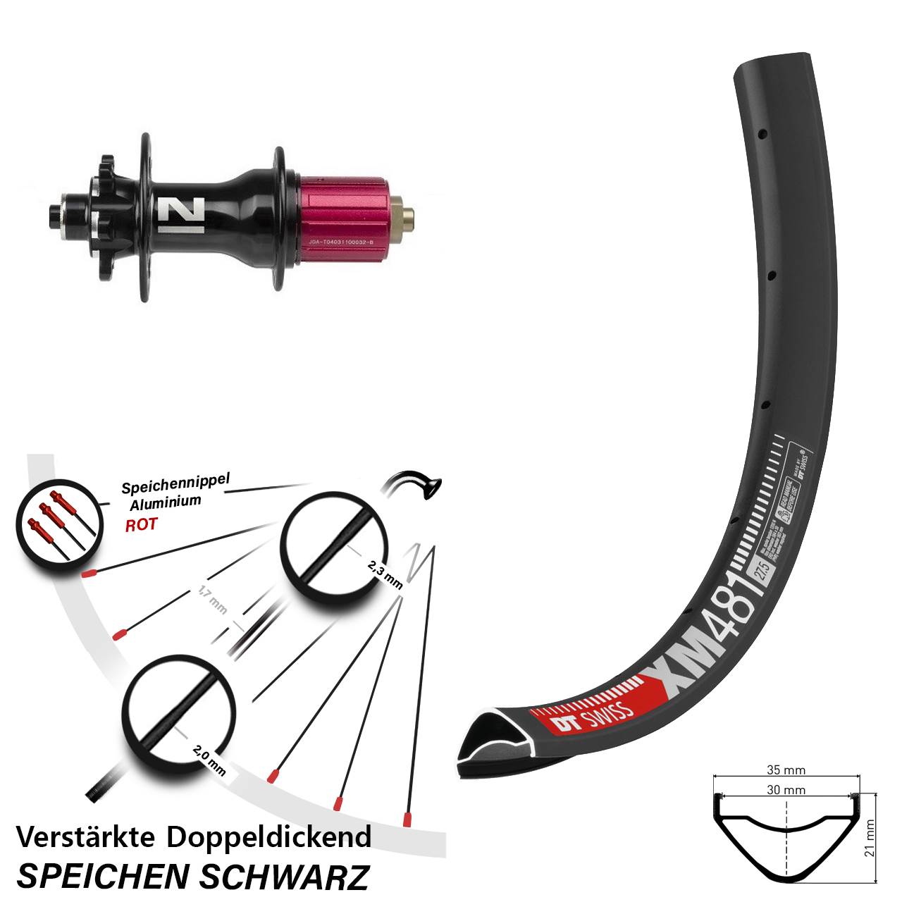 Disc Hinterrad 27,5 Zoll DT Swiss XM481 Novatec D792SB 8-12 fach für Schnellspanner