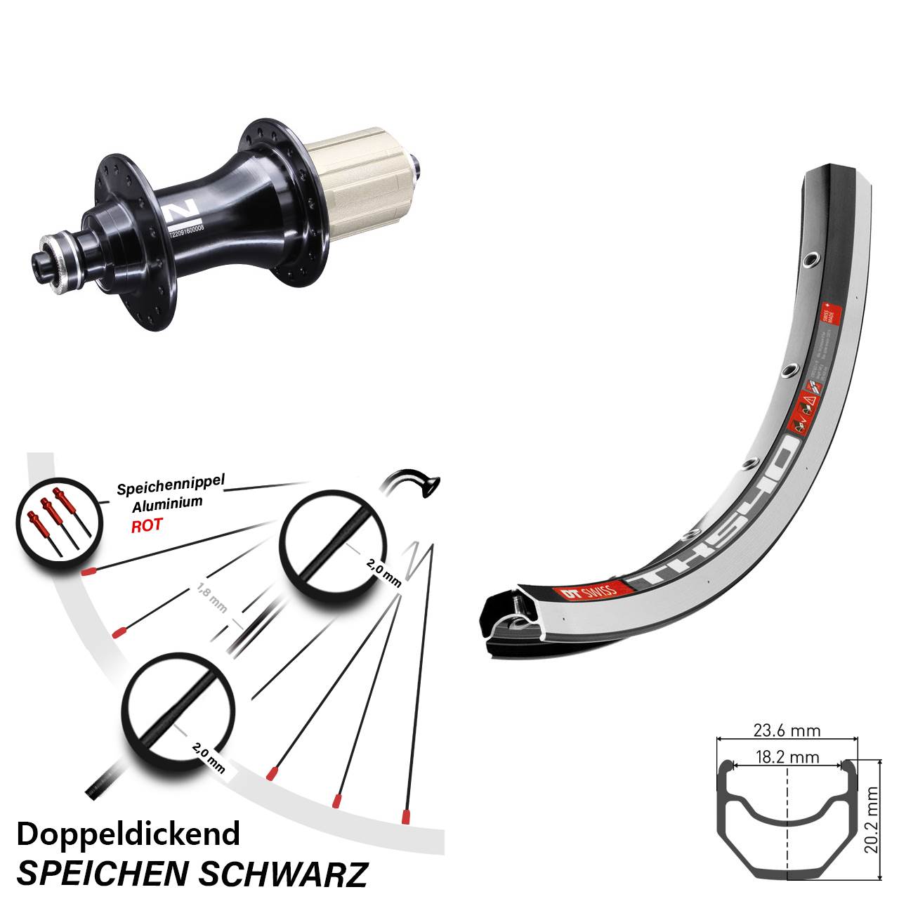 28 Zoll Laufrad DT Swiss TK 540 Nabe 5x130 mm Novatec 8-12 fach