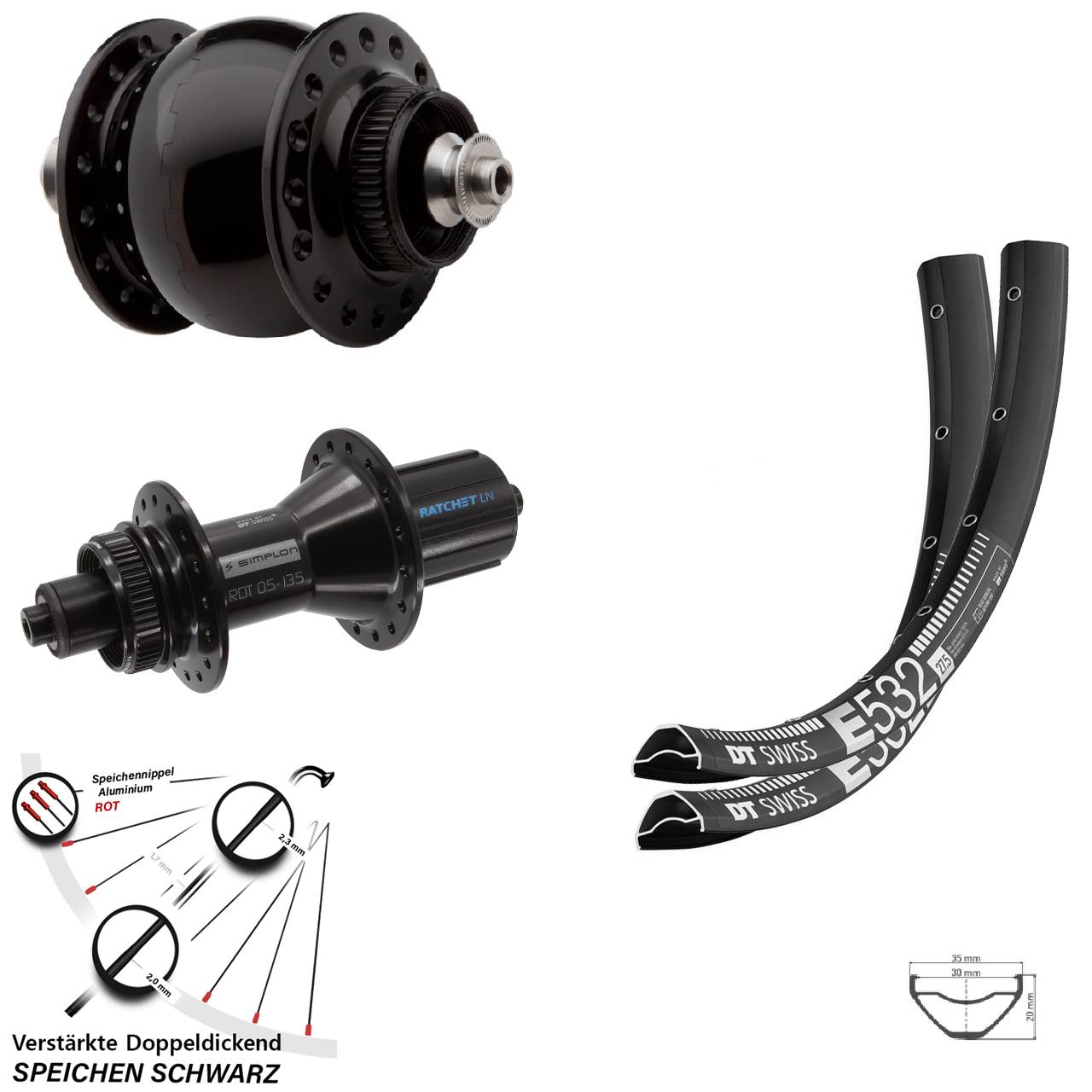 Centerlock Laufradsatz 27,5 Zoll DT Swiss E 532 370 Hybrid SONdelux 8-11 fach HG QR