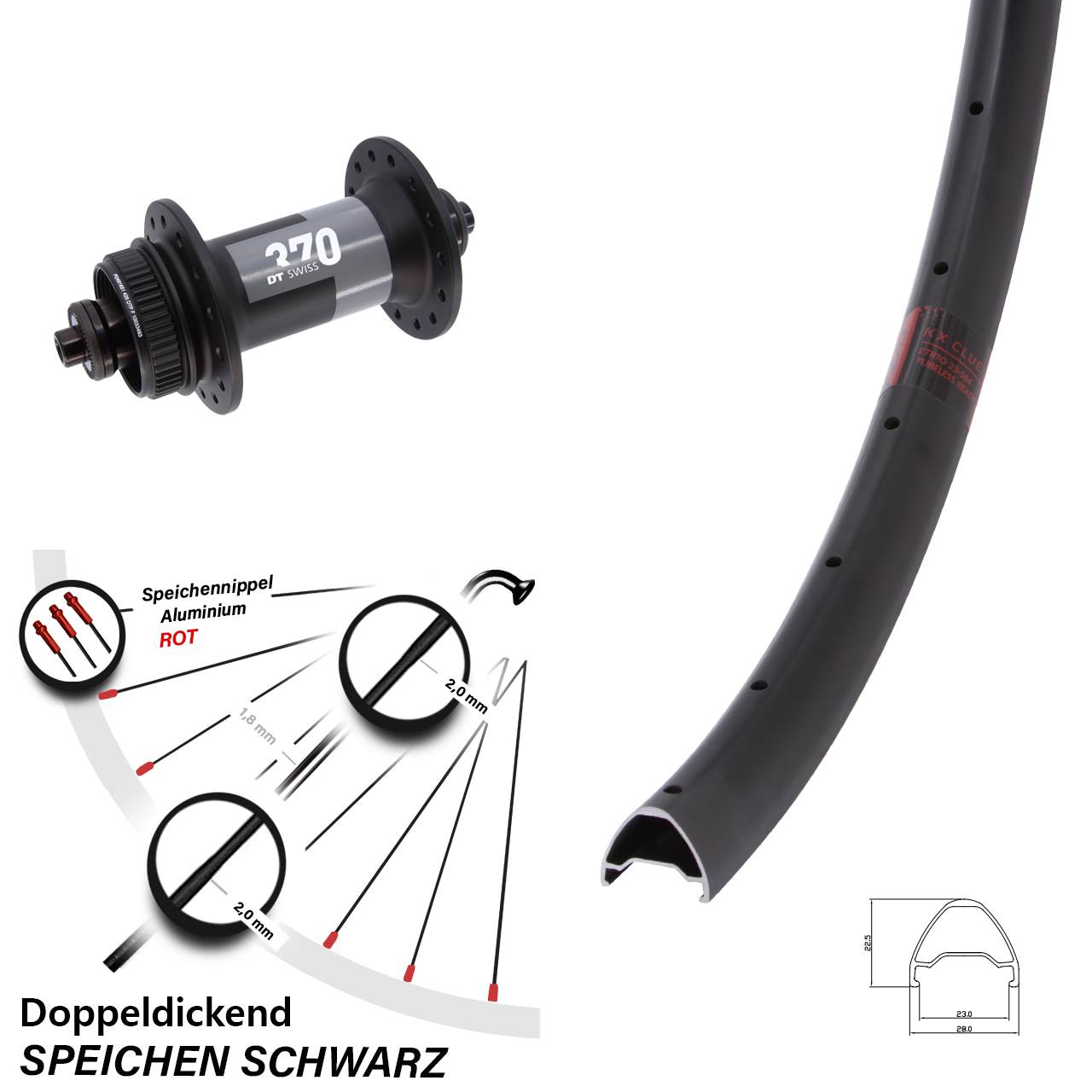 Disc Laufrad für Schnellspanner 28-29 Zoll KX Clue DT Swiss 370