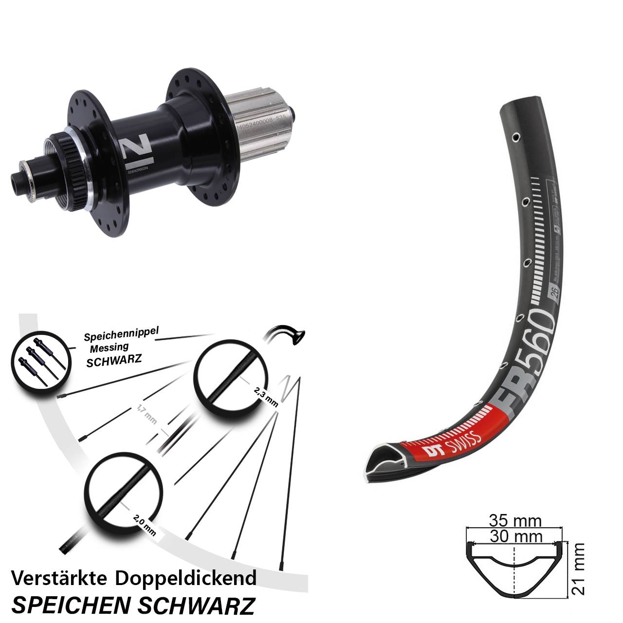 Centerlock Hinterrad QR 26 Zoll DT Swiss FR560 Novatec D042 8-12 fach HG
