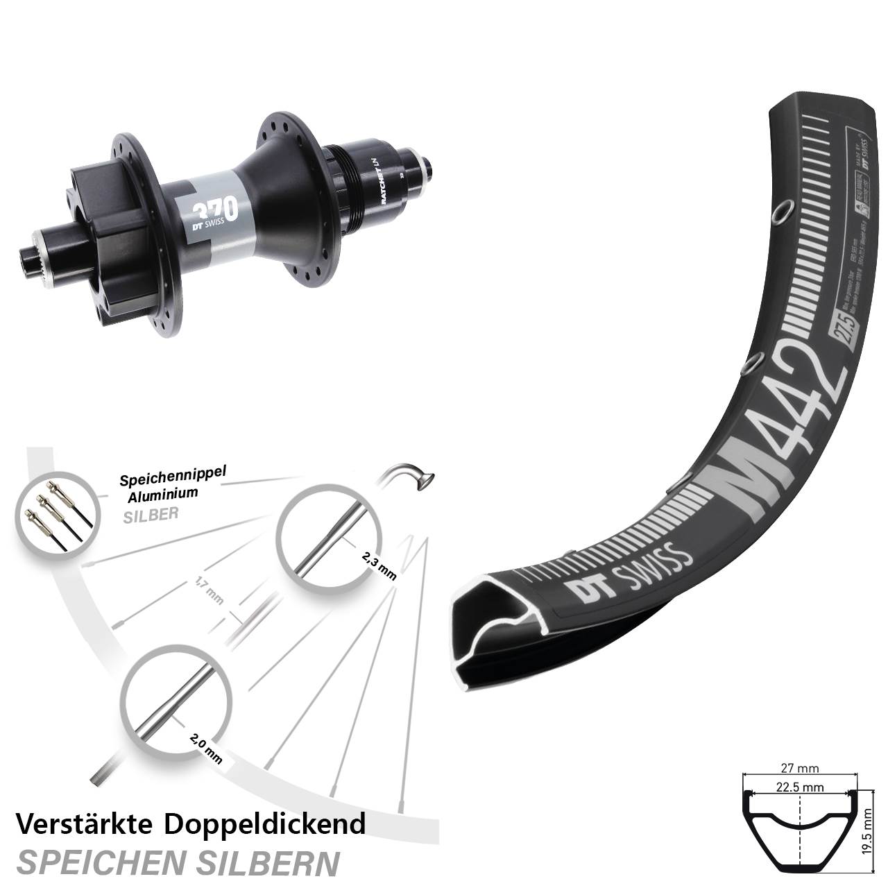 29 Zoll DT Swiss M 442-370 Disc Laufrad QR XD