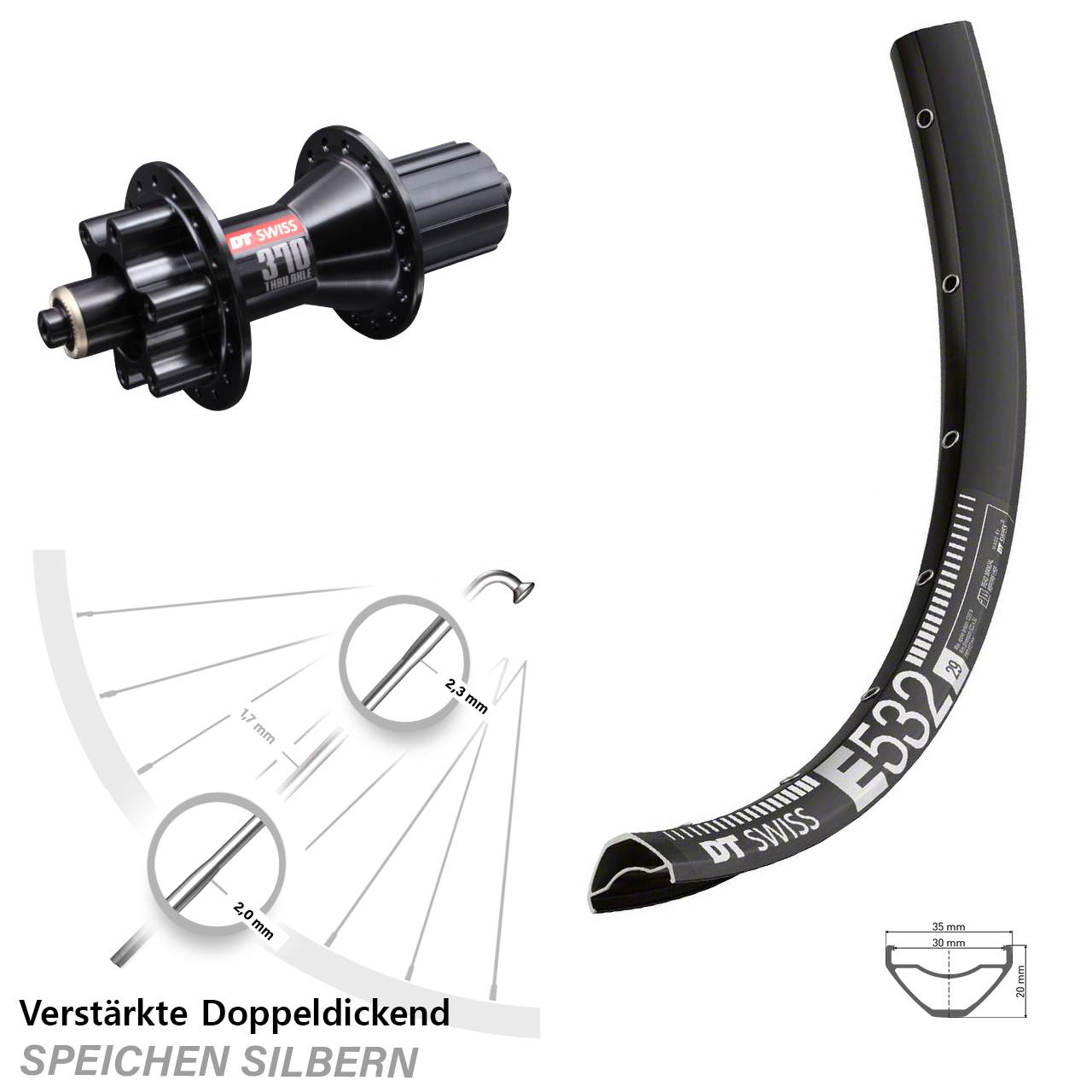 Disc Laufrad QR 29 Zoll DT Swiss E532 DT Swiss 370 8-11 fach HG
