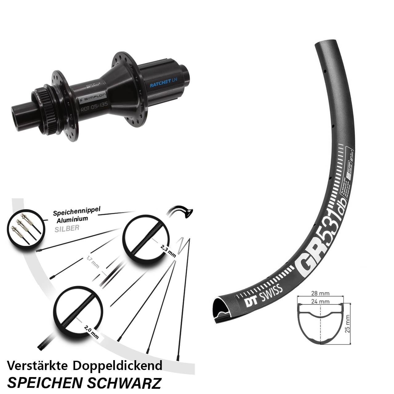 Disc Hinterrad 12x142 28-29 Zoll DT Swiss GR 531-370 Hybrid 8-11 fach HG
