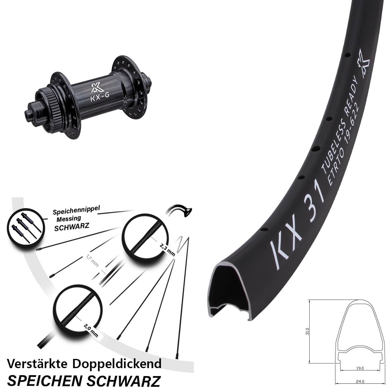 KX-G 31 28 Zoll Disc Vorderrad QR