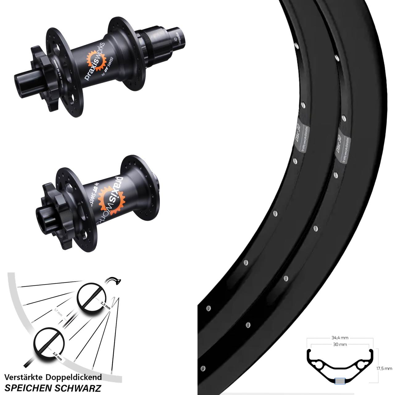 Ryde Disc 30 DT Swiss 350 29 Zoll Laufradsatz 6-Loch 15x100 12x142 XD 11-12 fach