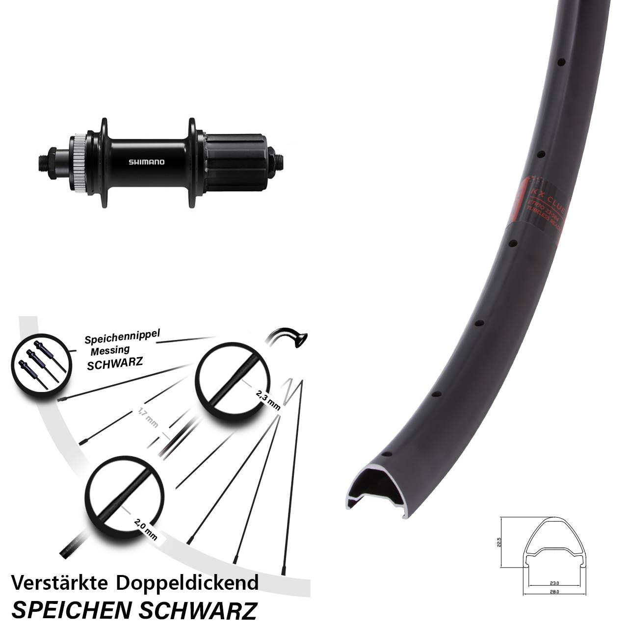 KX Clue Shimano FH-QC400 26 Zoll Disc Hinterrad für Schnellspanner 8-11 fach HG