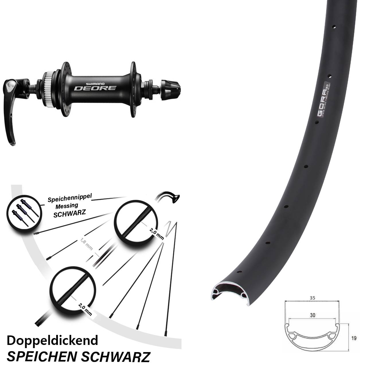 29 Zoll Gora 30 Shimano HB-M6000 Centerlock Vorderrad QR