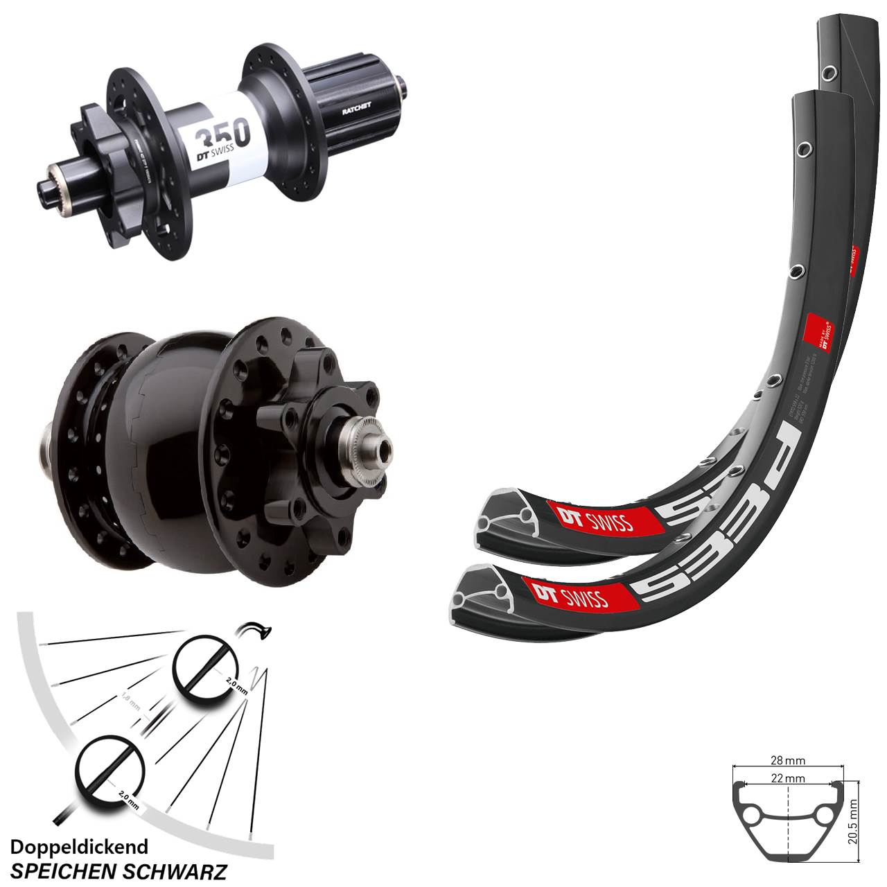 DT Swiss 533 D-350 Ratchet 36 Disc SON 28 27,5 Zoll Laufradsatz QR 8-11 fach