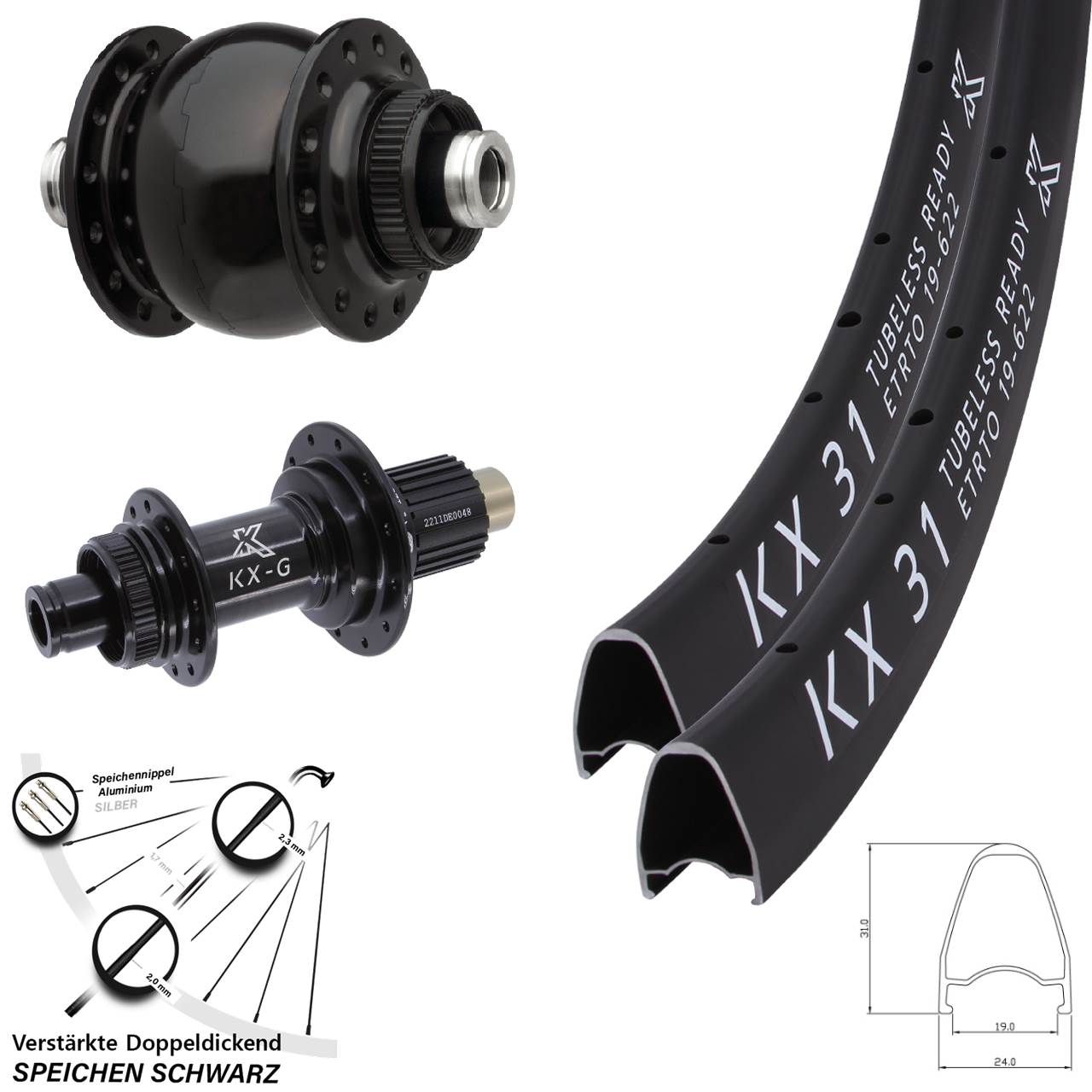 Centerlock Laufradsatz 28 Zoll KX-G31 SON Micro Spline 12x100/142