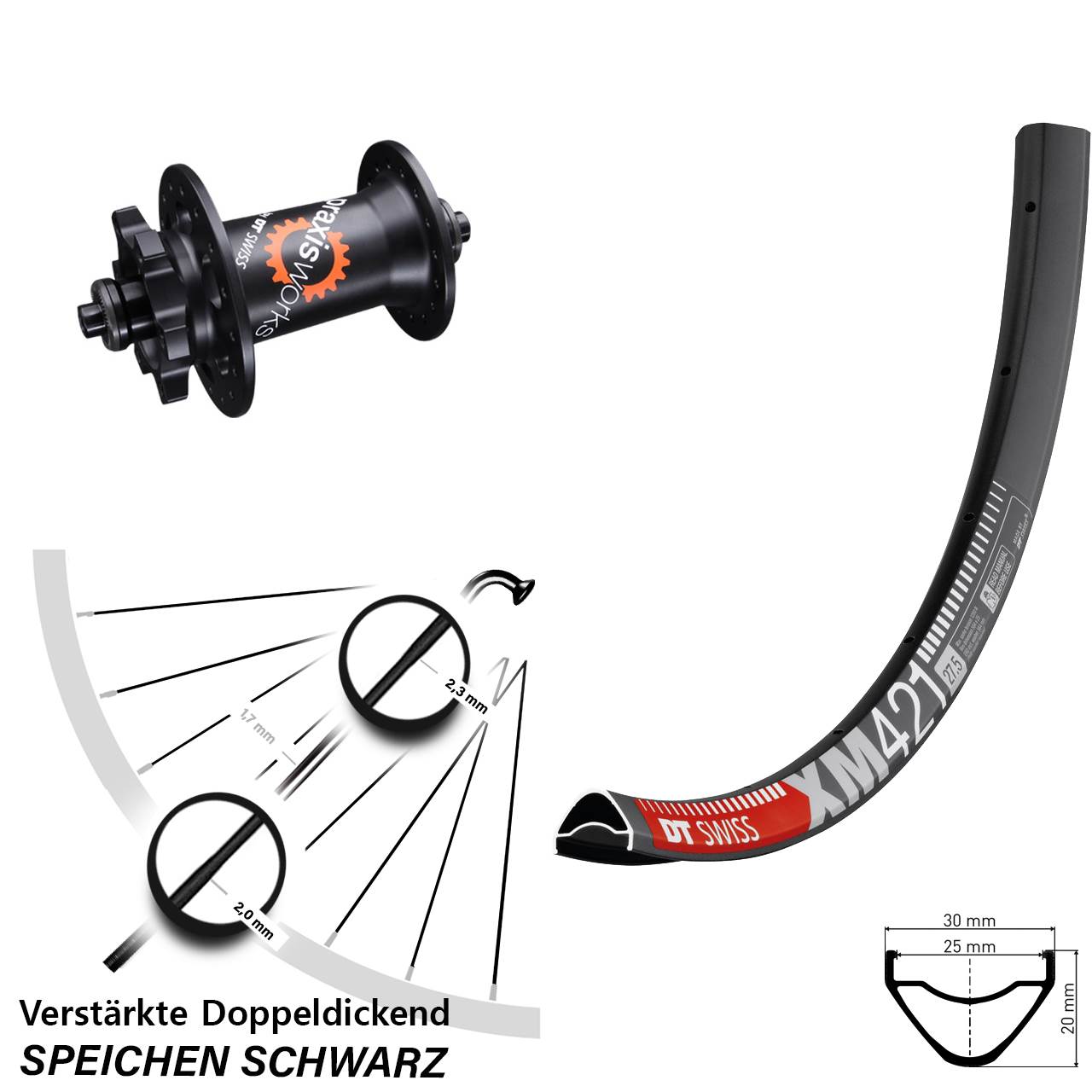 650B DT Swiss XM 421-350 Disc Laufrad QR