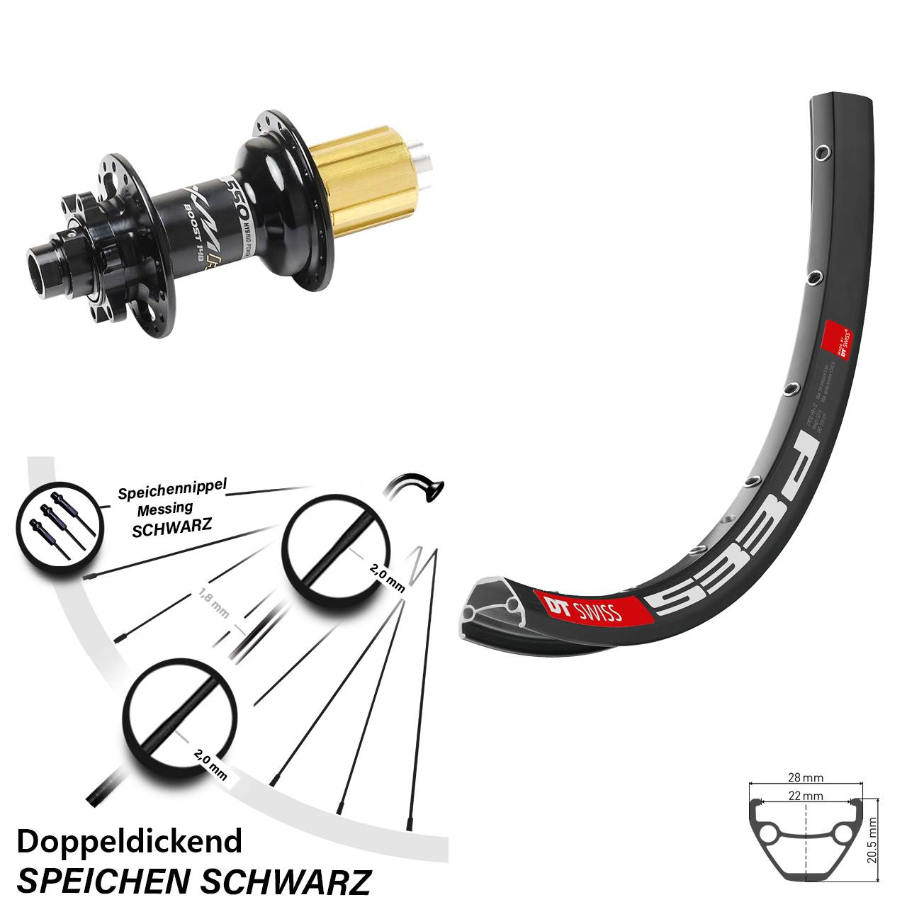 Disc Hinterrad 27,5 Zoll DT Swiss 533 D Miche XMH 550 8-11 fach HG 12x148