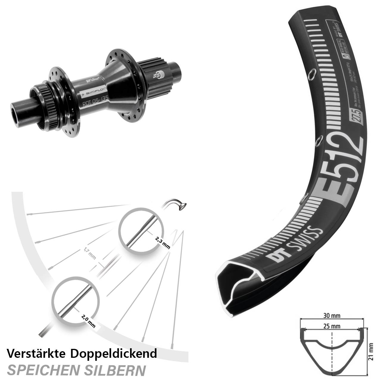 Disc Hinterrad 29 Zoll DT Swiss E512-370 Hybrid Micro Spline 12x142
