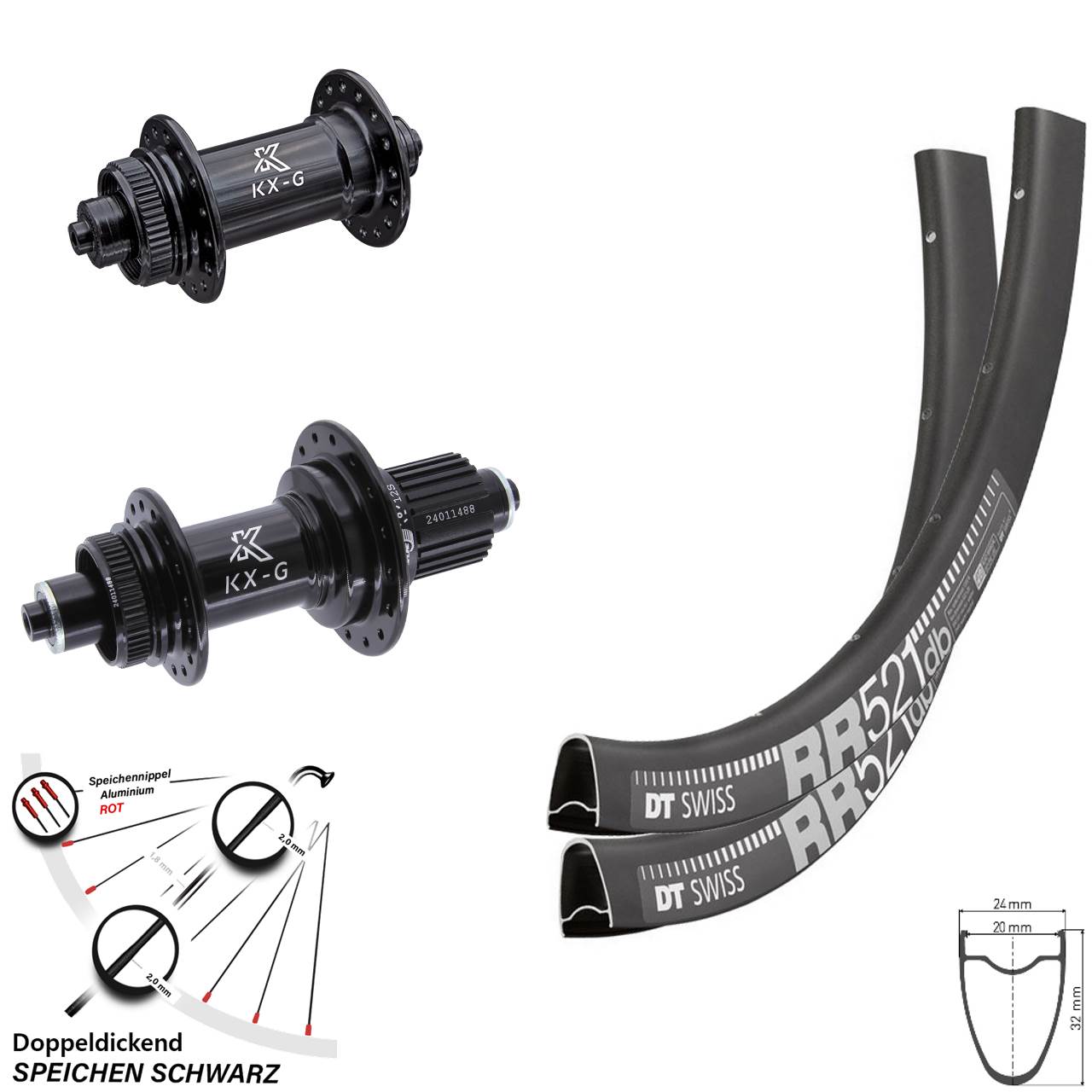 Centerlock Laufradsatz 28 Zoll DT Swiss RR521 KX-G Shimano Micro Spline QR