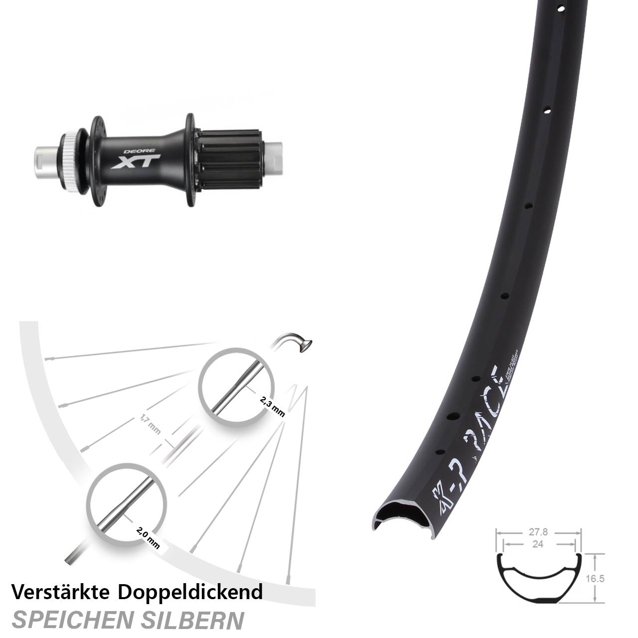 Centerlock Hinterrad 12x142 29 Zoll KX-R Race Shimano XT 8-11 fach