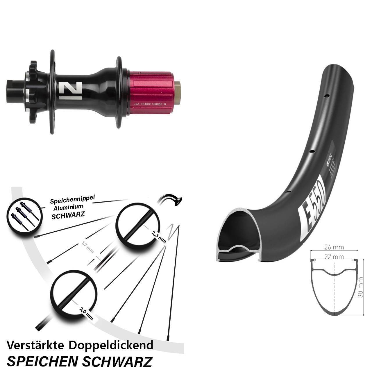 Hinterrad 6-Loch 28 Zoll DT Swiss E 550 Novatec D792 8-12 fach HG 12x142