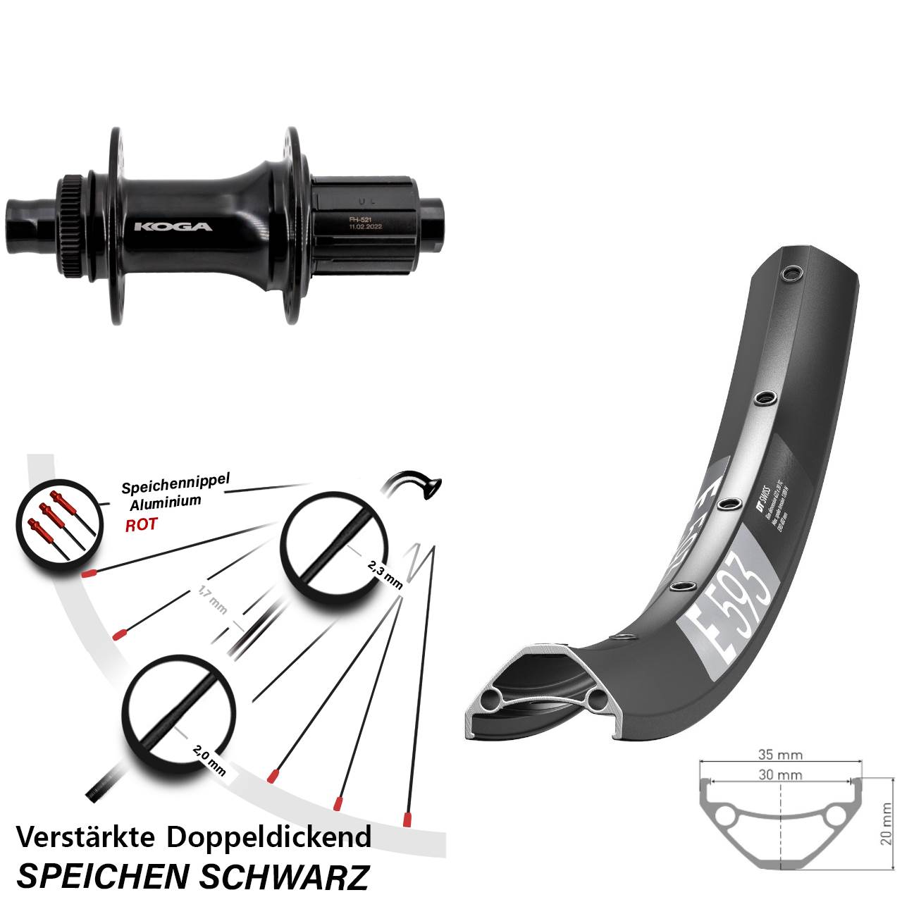 27,5 Zoll DT Swiss E593 Formula ECT-148S Disc Laufrad 12x148 8-11 fach HG