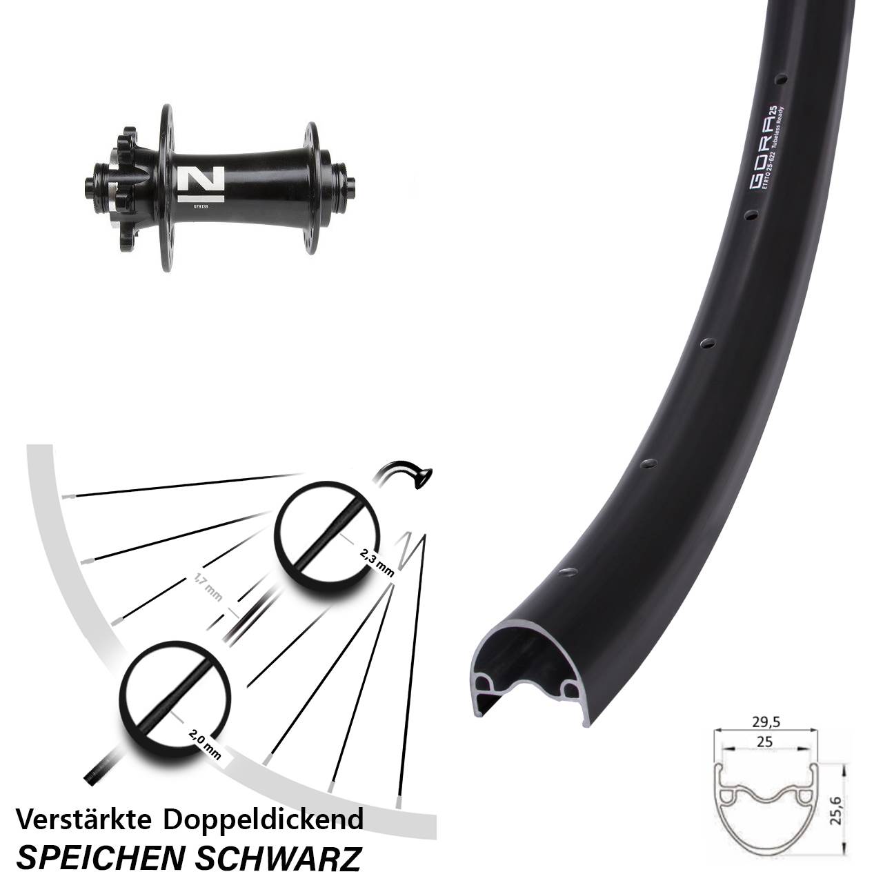 29 Zoll Gora 25 Novatec D791 Disc Vorderrad QR