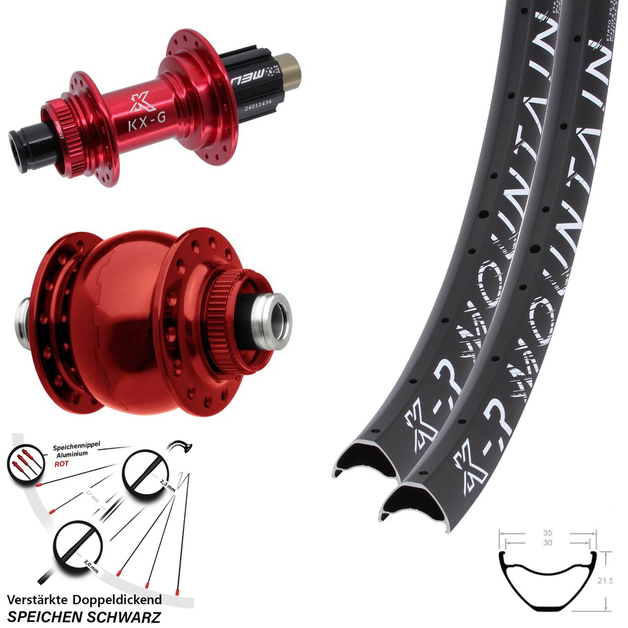 KX-GR Mountain rot SON 28 29 Zoll Disc Laufradsatz 12x100/142 Campagnolo N3W