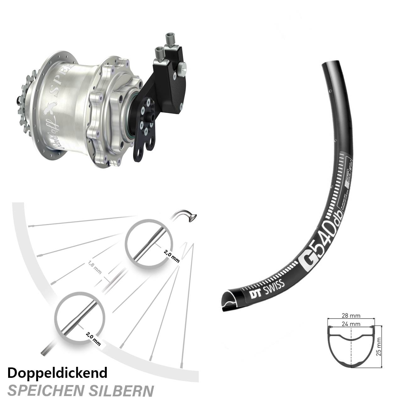 Disc Laufrad 28-29 Zoll DT Swiss G540 Rohloff Speedhub 500/14 CC DB Tandem