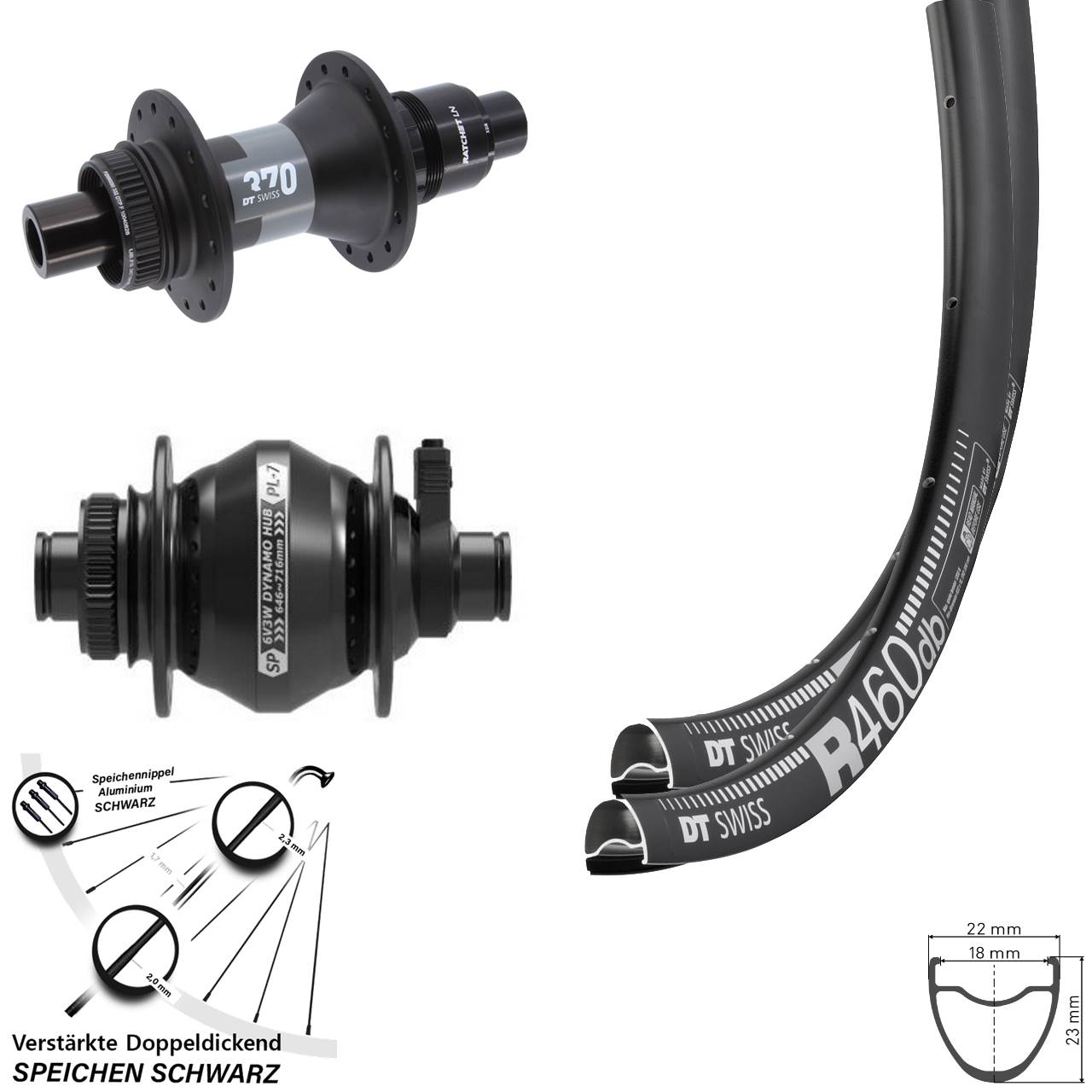 28 Zoll DT Swiss R 460 370 Shutter Precision PL-7 Disc Laufradsatz 12x100/142 XDR