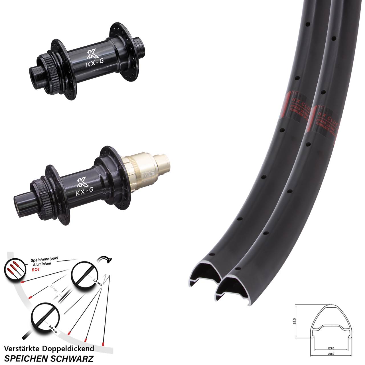 Laufradsatz Centerlock 28 Zoll KX-G Clue XDR 11-12 fach 15x100 12x142