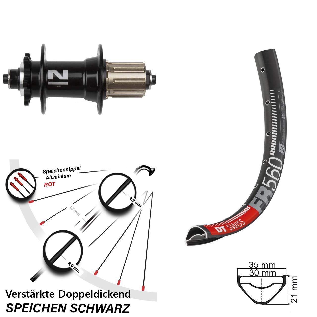 Hinterrad 6-Loch für Schnellspanner 26 Zoll DT Swiss FR560 Novatec D042 8-11 fach HG