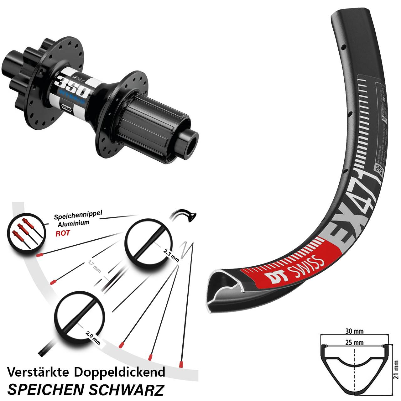 Disc Hinterrad 650B DT Swiss EX471-350 Hybrid 8-11 fach 12x148