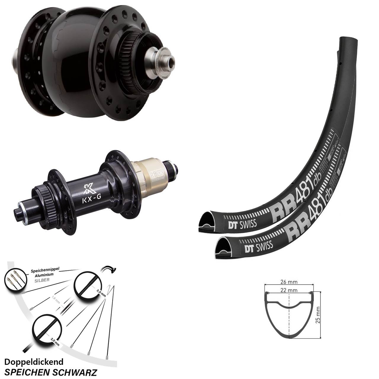 Disc Laufradsatz SON 28 Zoll DT Swiss RR481 KX-G SRAM XDR QR
