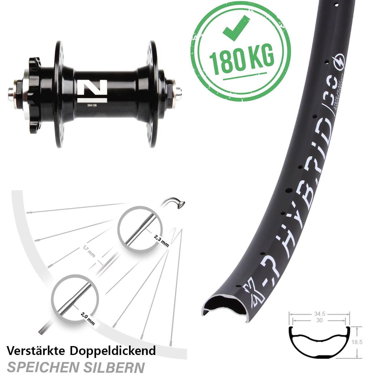 29 Zoll KX-R Hybrid 30 Novatec D041 Disc Laufrad QR