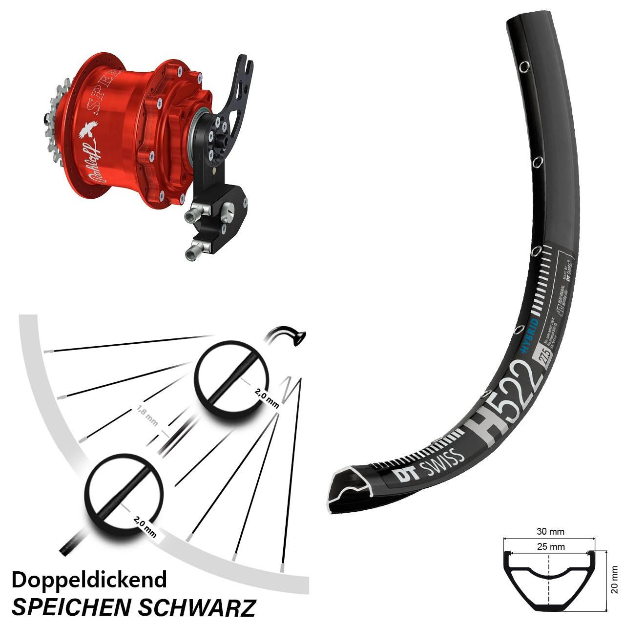 650B DT Swiss H 522 Rohloff Speedhub 500/14 CC DB PM rot