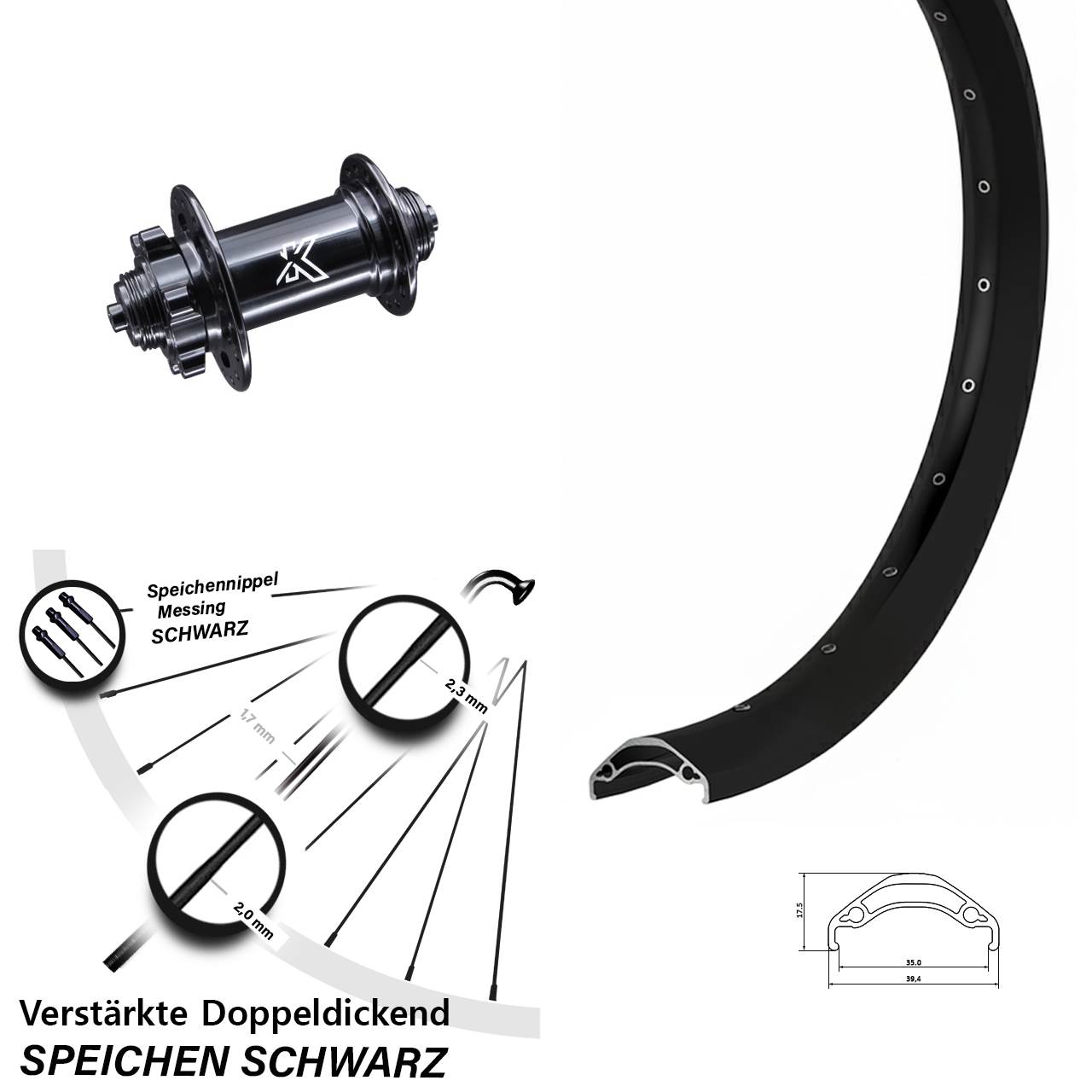 6-Loch Vorderrad 29 Zoll Ryde Disc 35 KX-M QR