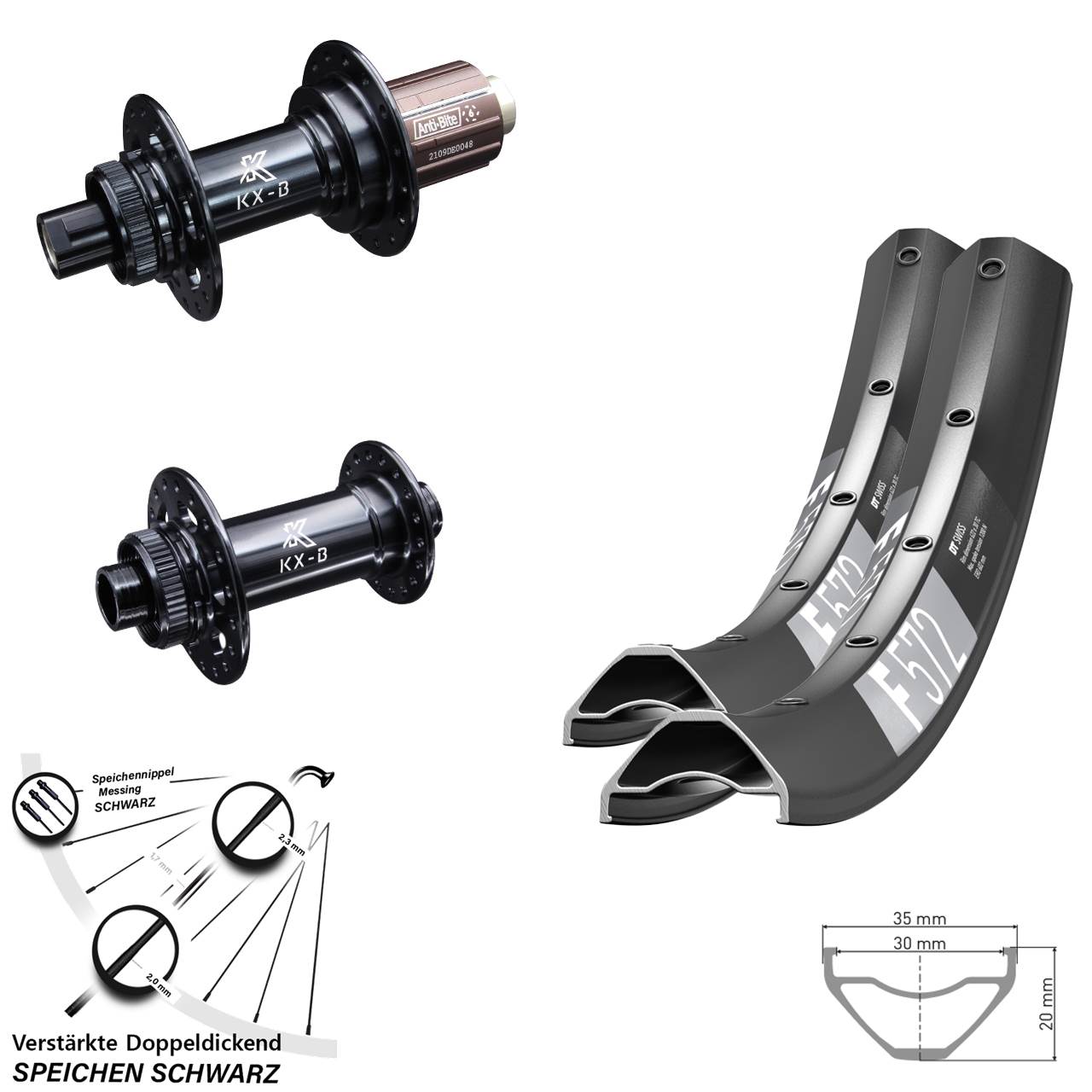 Disc Laufradsatz 15x110 12x148 27,5 Zoll DT Swiss F 572 KX-B 8-12 fach HG