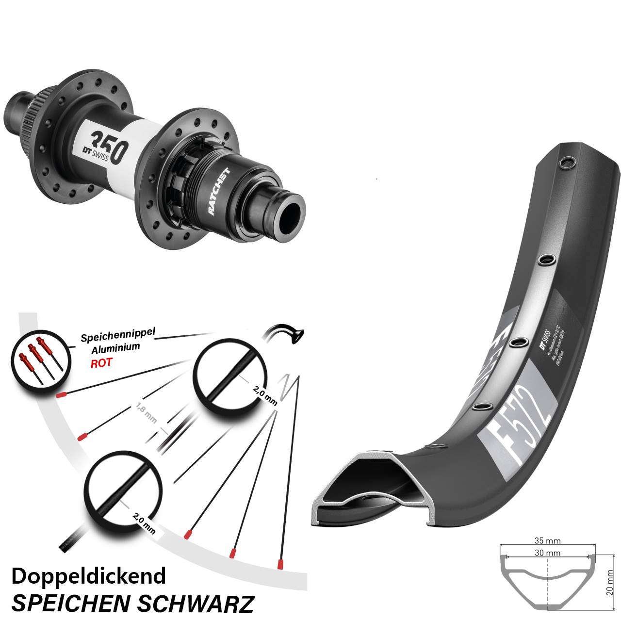 DT Swiss F572 27,5 Zoll Hinterrad 350 Centerlock XD 12x148