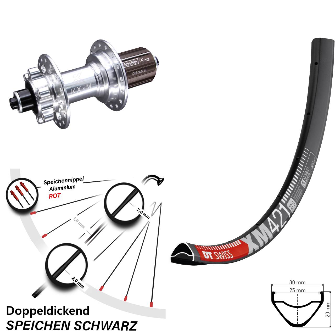 Disc Hinterrad QR 29 Zoll DT Swiss XM 421 KX-M 8-12 fach HG